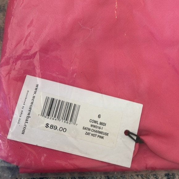 NWT WeWoreWhat Cowl satin charmeuse midi dress Size 6 Hot Pink - Picture 5 of 5